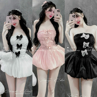 SALE-Đầm cúp ngực dự tiệc xòe tùng bí chất tapta siêu xinh