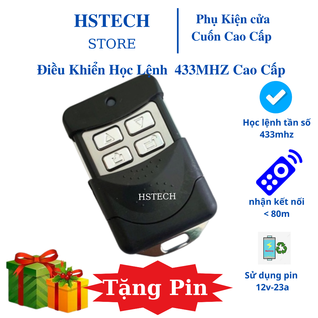 Remote điều khiển cửa cuốn YH HStech học lệnh inox cao cấp tần số 433Mhz bảo…