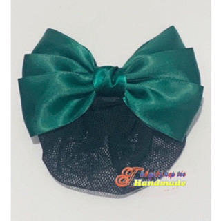 Kẹp búi lưới handmade nơ xòe màu xanh K37