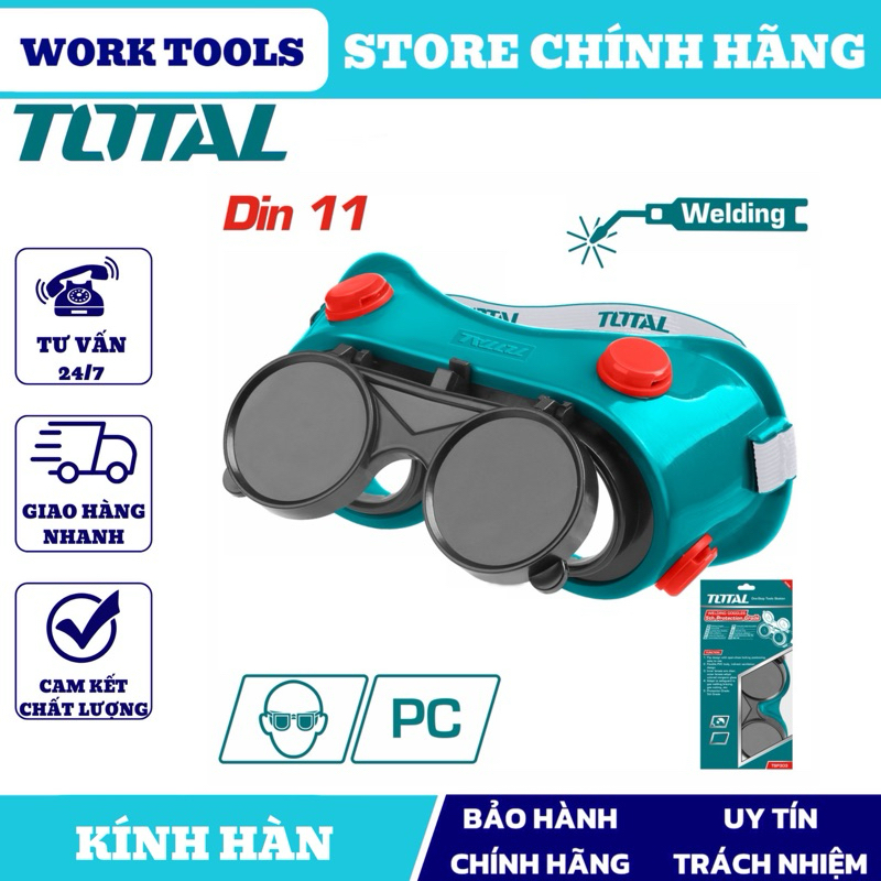 TOTAL Kính hàn 2 lớp trắng đen TSP303