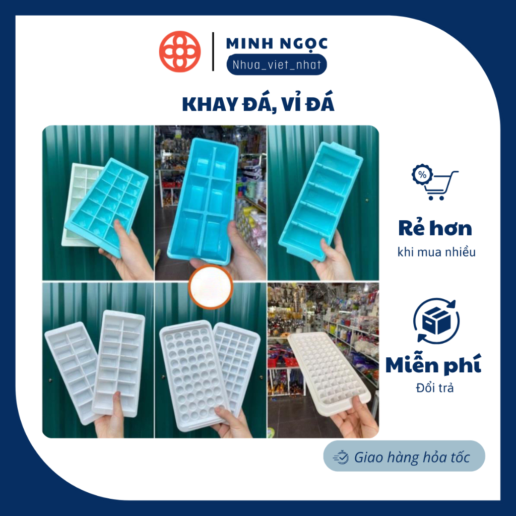 Khay đá, vỉ đá VIỆT NHẬT 5 viên, 6 viên, 14 viên, 18 viên, 50 viên, 78 viên