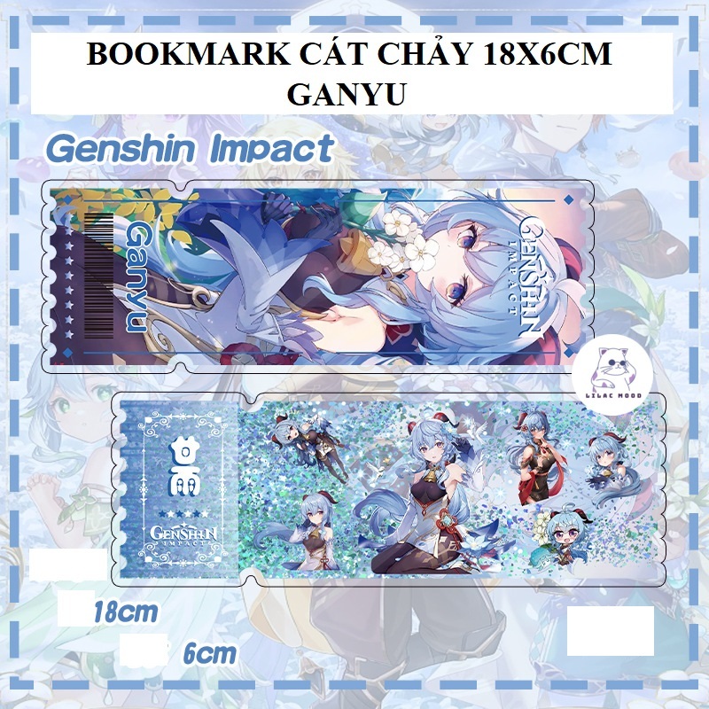 [SẴN] Vé cát chảy Ganyu Genshin Impact | Tranh cát chảy bookmark vé laser Neuvillette Ganyu