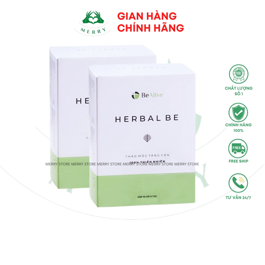 Tăng Cân HERBAL BE (COMBO 2 HỘP) Của BEALIVE Chính Hãng MERRY STORE Herbalbe Giúp Tăng 3-7 Kg Sau 30 Ngày Sử Dụng
