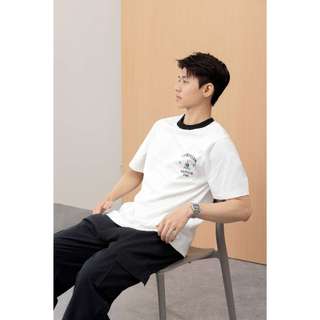 Áo thun cộc tay hoạ tiết EMAS Ringer Yachtclub Tee / White & Black