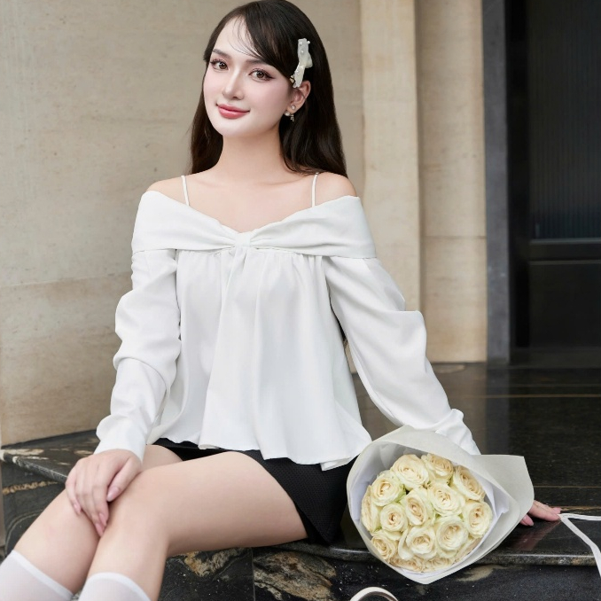 Áo Dây Trễ Vai Tay Dài Thanh Lịch - EDINI - A1602