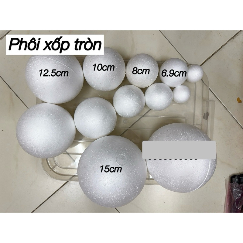 Phôi xốp tròn/cầu xốp tròn làm nhuỵ hoa khổng lồ, trang trí, decor