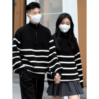 Áo Len Lông Cừu Nam Nữ, Áo Len Nam Hàn Quốc, Áo Len Cổ Tròn Kẻ Ngang,  Áo Len Cho Nam Chất Len Cao Cấp Dày Dặn Không Xù