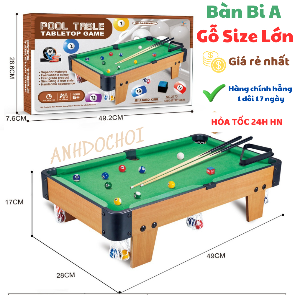 Bàn Bi A , BiDa Mini Bằng Gỗ Size Lớn