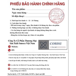 Phiếu bảo hành Corisu 24 tháng