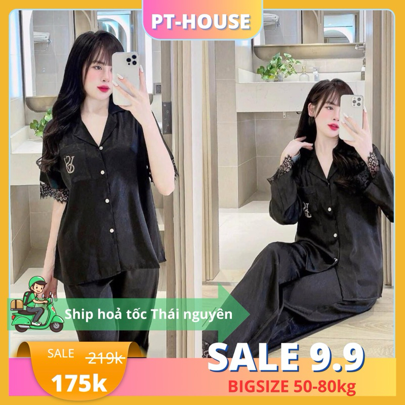 ( Bigsize 50-75kg ) Bộ lụa phối ren mềm VS Bigsize 50-75kg CAO CẤP PTHOUSE