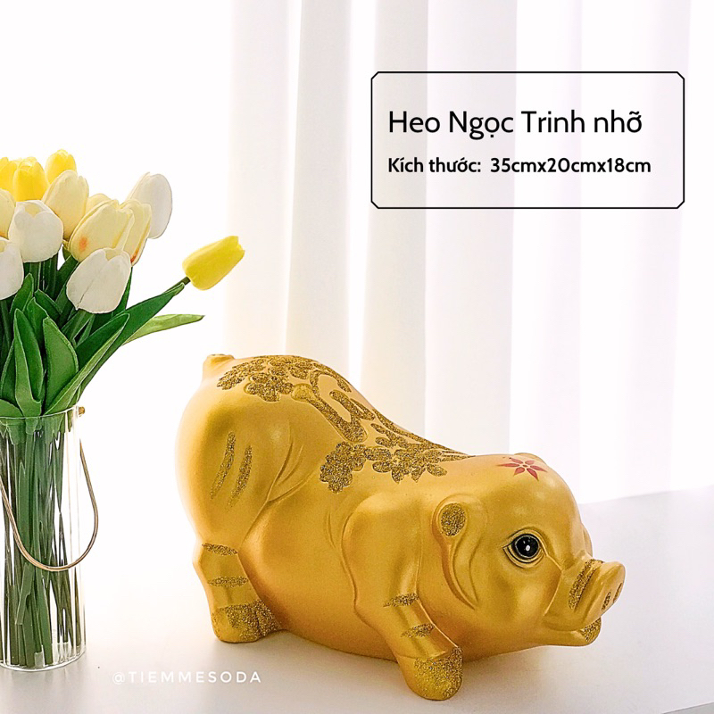 LỢN HEO ĐẤT Phúc Lộc nằm dáng dài size NHỠ  C20xD36xR18  | Heo phong thuỷ tài lộc TIEMHEOSODA 