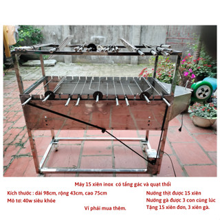 Máy nướng thịt chả mini Bếp nướng than hoa lò quay gà vịt mô tơ tự động 10 đến 15 xiên