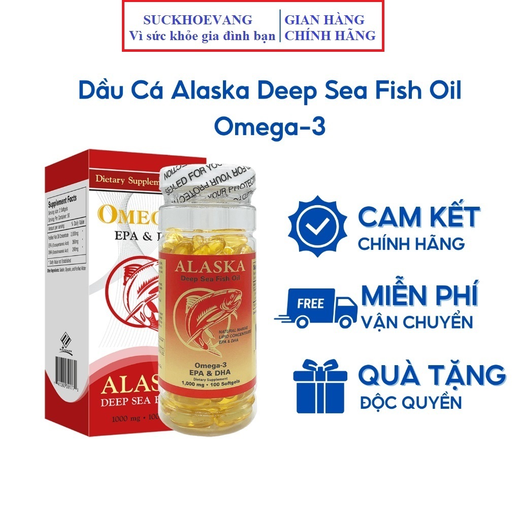 {chính hãng} Viên uống dầu cá Alaska Deep Sea Fish Oil -3.hỗ trợ tim mạch, tăng thị lưc