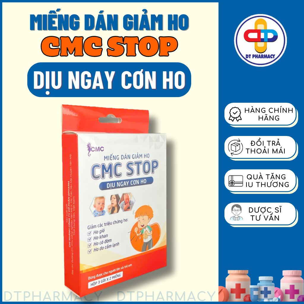 Miếng Dán Ho, Miếng Dán Giảm Ho Cho Bé Hỗ Trợ Làm Dịu Cơn Ho Giảm Ho Gió Ho Khan Ho Có Đờm Hộp 6 Miế