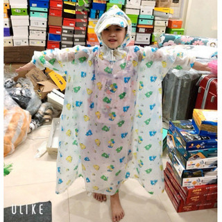  Áo mưa trẻ em áo mưa dẻo toàn thân cho bé áo mưa bít chui đầu họa tiết dễ thương 
