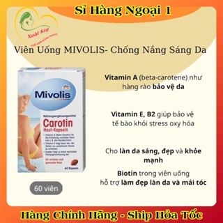 [Đủ Bill] [Tách lẻ] Viên Uống Chống Nắng Mivolis Carotin Hộp 60 Viên - Hàng Đức Chính Hãng