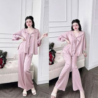 Đồ Ngủ Pijama Bigsize MIKY, Đồ Ngủ Bigsize lụa Latin cao cấp mềm mại xinh xắn < 75KG