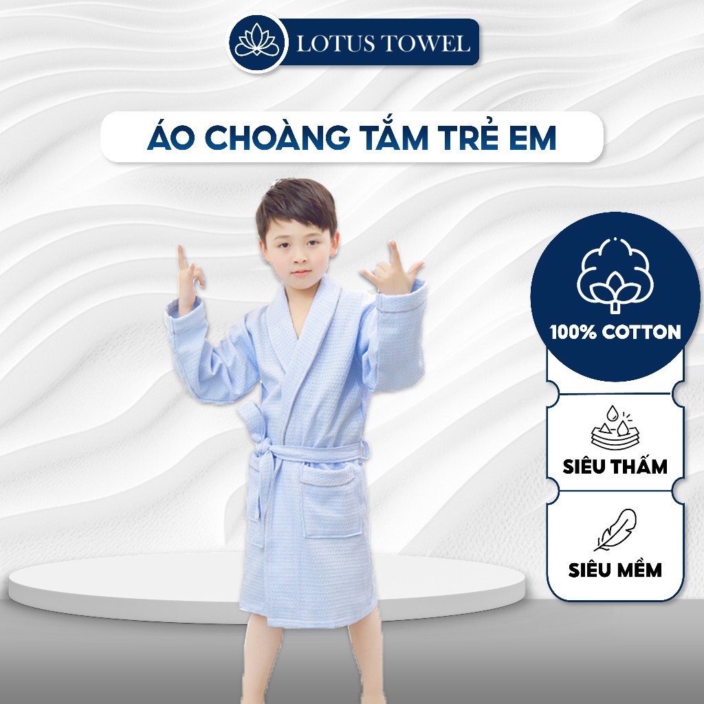 Áo choàng tắm trẻ em, 100% cotton, Cao Cấp Mềm Mịn,Chuyên Dụng Khách Sạn, Spa, Resort