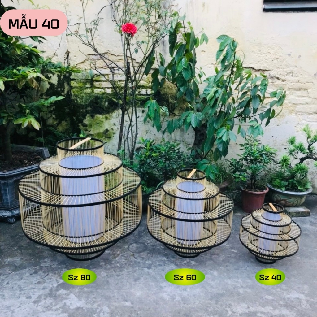 M40(Có Phụ Kiện)-Chao đèn lồng mây tre đan trang trí nhà cửa,Đèn thả trần decor nhà hàng khách sạn h