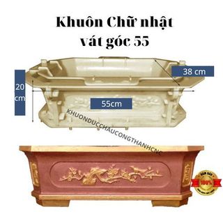 Khuôn đúc chậu cảnh 55 hình chữ nhật vát góc, Dùng làm chậu cây cảnh bonsai mới 100% nhựa ABS cao cấp cực bền