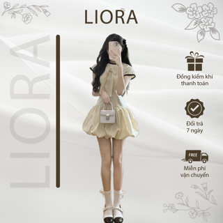 LIORA | Set Váy Bí Ngô Đính Nơ Phối Viền Ren Phía Sau Dây Buộc Lưng Kiểu Cách Hàn Quốc Năng Động - L456 [1]