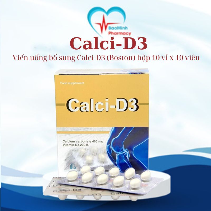 Viến uống bổ sung Calci-D3, Giup Chắc Xương, Ngừa Loãng Xương, hộp 10 vỉ x 10 viên