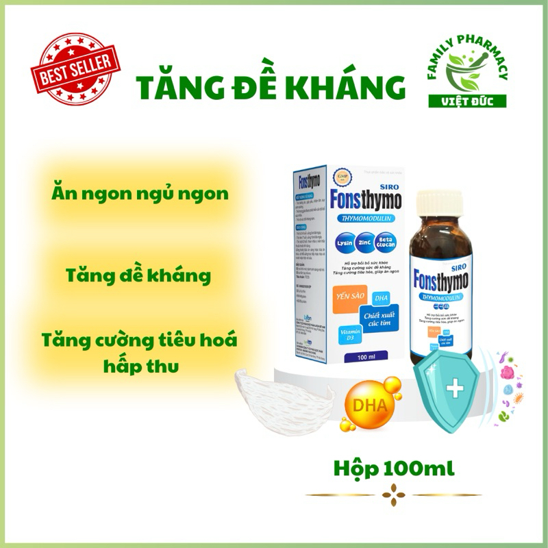 Fonsthymo Siro 100ml - DHA tổng hợp hỗ trợ tăng cường tiêu hóa, giúp ăn ngon Hàng Chính Hãng Công Ty