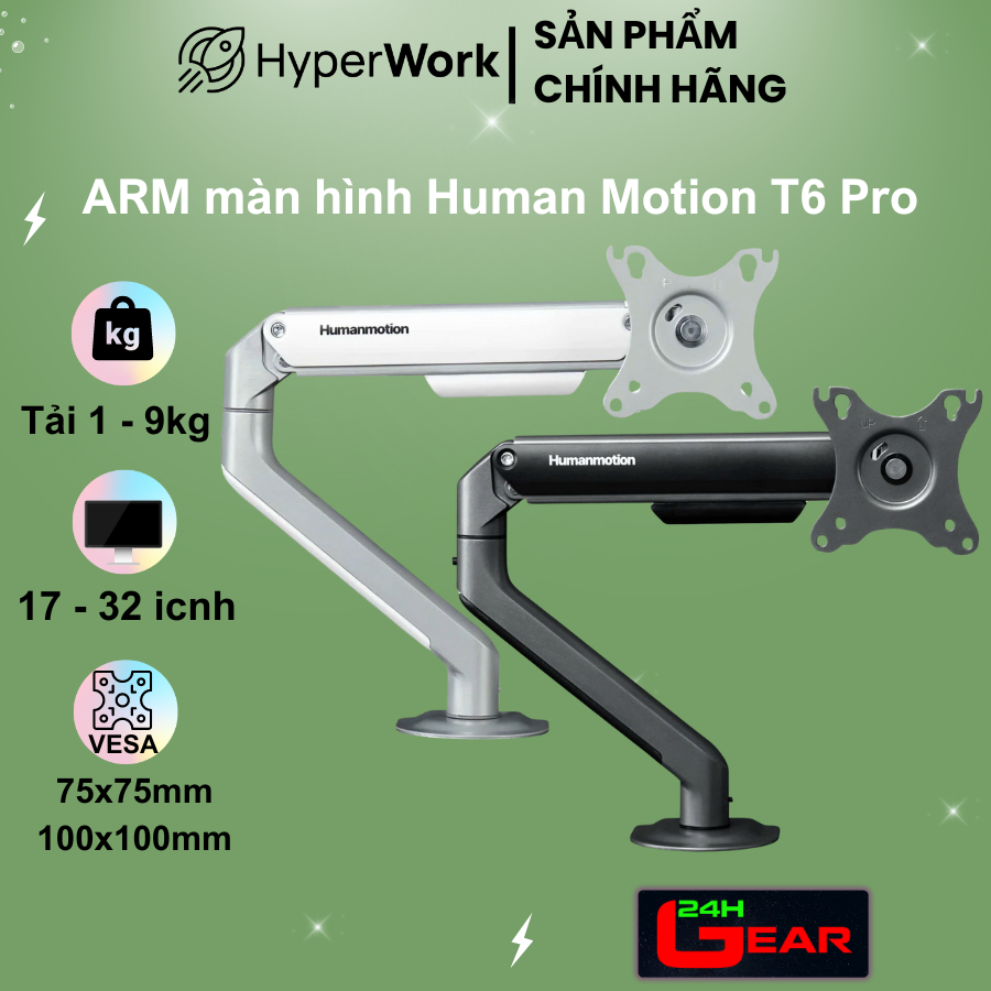  Giá treo   ARM màn hình Human Motion T6 Pro   Màn 17 -> 32 icnh Trong tải tối đa 9kg  
