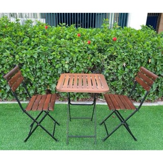  Bộ bàn ghế cafe - bàn ghế cà phê lan gỗ gấp gọn   1 bàn - 2 ghế  