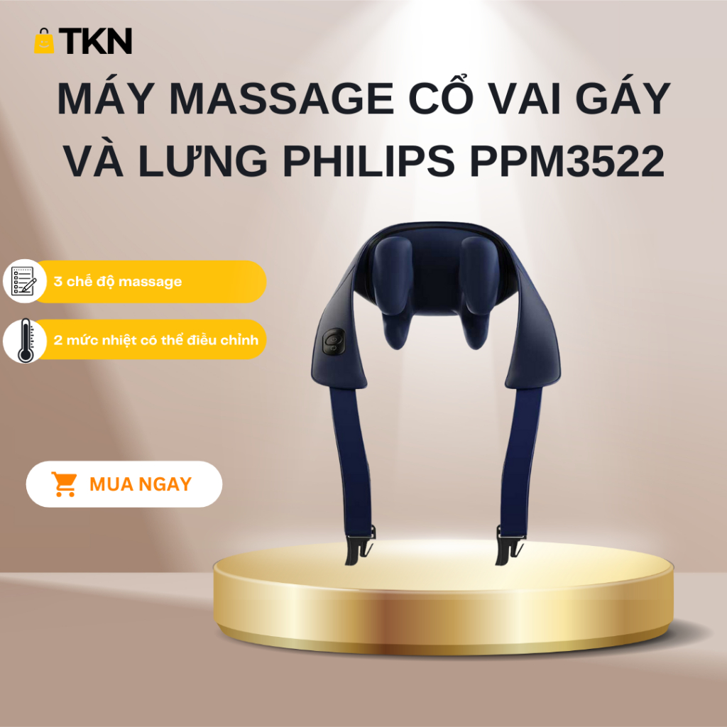 Máy Massage Cổ Vai Gáy PHILIPS 3522 - 3 Chế Độ Massage Chườm Ấm - Bảo Hành 24 Tháng