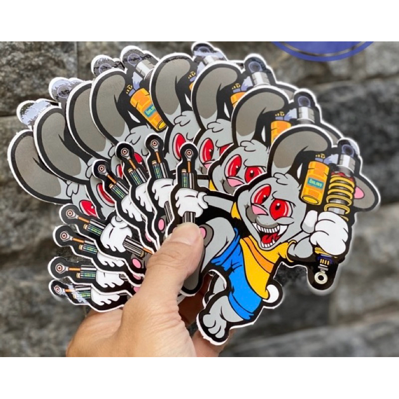 Tem Decal Logo Sticker Thỏ Cầm Phuộc Ohlins