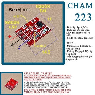 Modul relay 1 kênh 5V, cảm biến chạm, sơ đồ nối