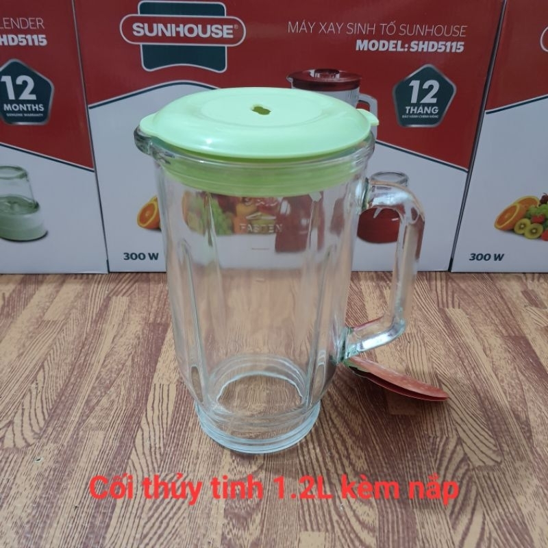 Cối thủy tinh kèm nắp máy xay sinh tố sun.house SHD5112 SHD5112 SHD5115