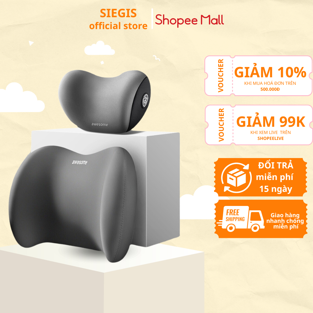 Bộ Gối Tựa Đầu Và Lưng DIDOOGLT Làm Bằng Cao Su Non Thiết Kế Ôm Trọn Đầu, Lưng Ngăn Ngừa Đau Lưng Êm Ái Khi Sử Dụng.