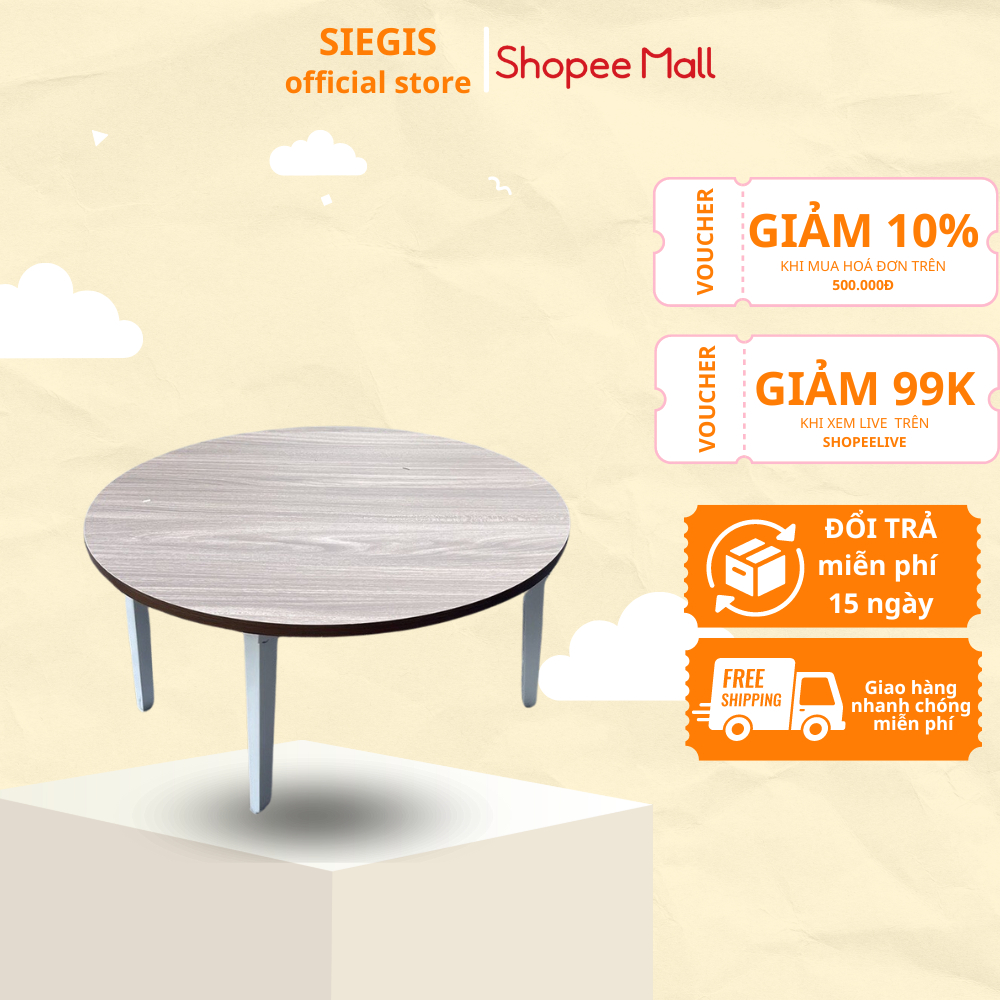 Bàn Tròn 4 Chân DIDOOGLT Nhựa Vững Vàng - Có Thể Gấp Gọn Tiện Lợi - Bàn Thiết Kế Thời Thượng Có Vân Gỗ Dễ Nhìn.