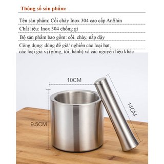 Cối chày Inox 304 cao cấp AnShin