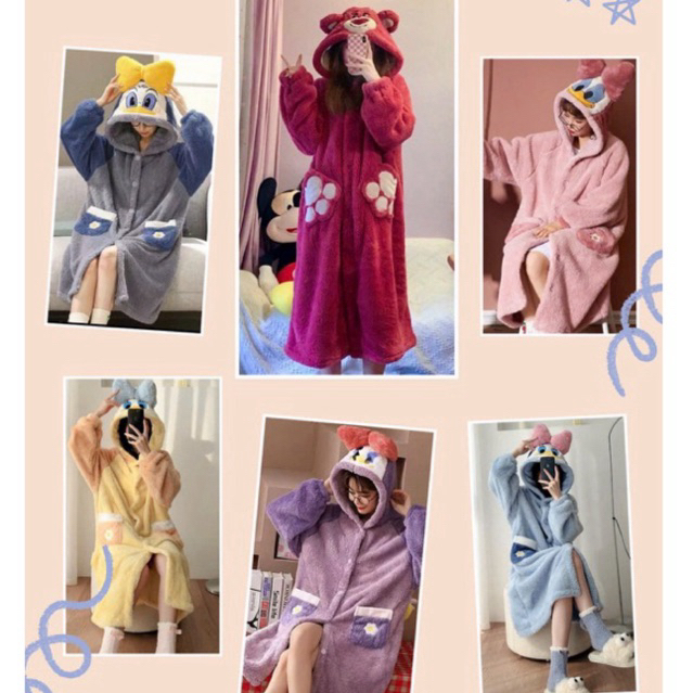  Áo Choàng Lông Cừu Áo Choàng Mặc Nhà Ủ Kem Nhiều Mã Gấu Dâu Vịt Thỏ Oversize AN NHIÊN SHOP 