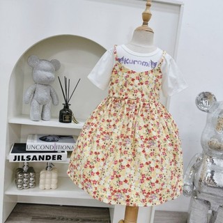 Đầm hoa nhí phối cotton cho bé gái 13-25kg