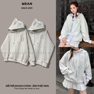 Áo Hoodie Zip Nam Nữ Meanstore Áo Khoác Nỉ Lót Lông Nhung và Bông Dày Form Rộng Màu Xám, Đen In Cặp Đôi - KNGH1