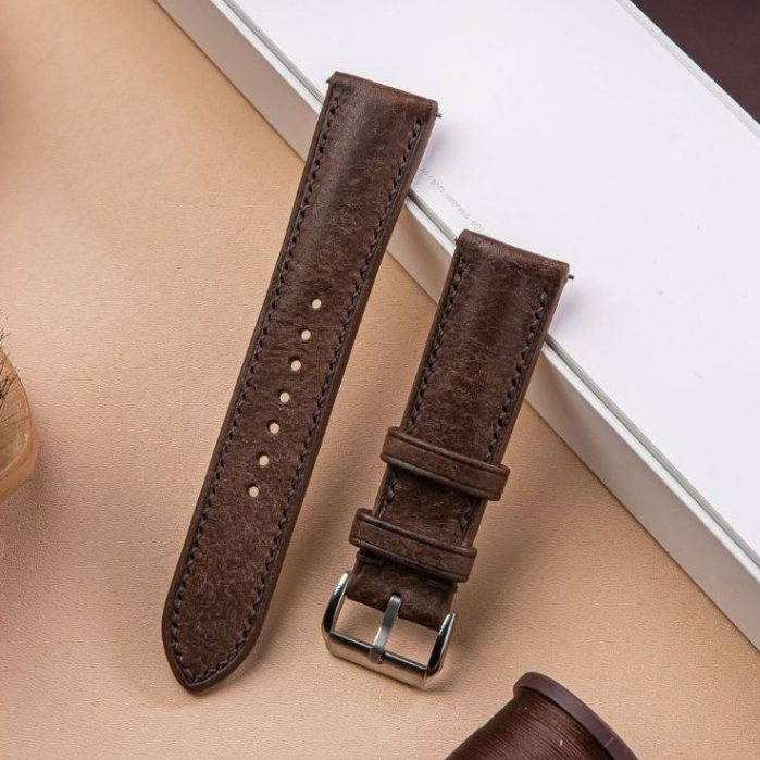 Dây đồng hồ da thảo mộc Pueblo Nâu tương thích với đồng hồ cơ, pin, cho Apple watch size 18MM,19MM,20MM,21MM,22MM,24MM