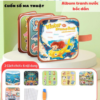 Đồ Chơi Cuốn Sổ  Ma Thuật Tranh Tô Màu Nước Ma Thuật Tự Xoá Kèm Bóc Dán Nhiều Chủ Đề Cho Bé