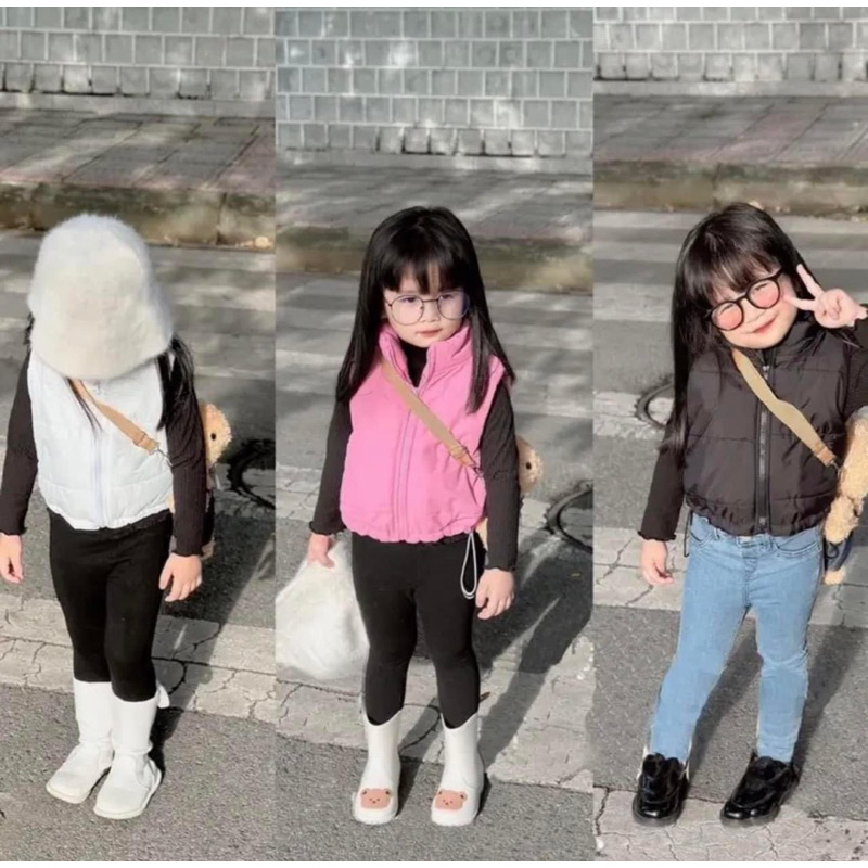 Áo phao gile cho bé trai và bé gái, Áo gile có dây rút hai bên sieu nhẹ size 7kg-30kg