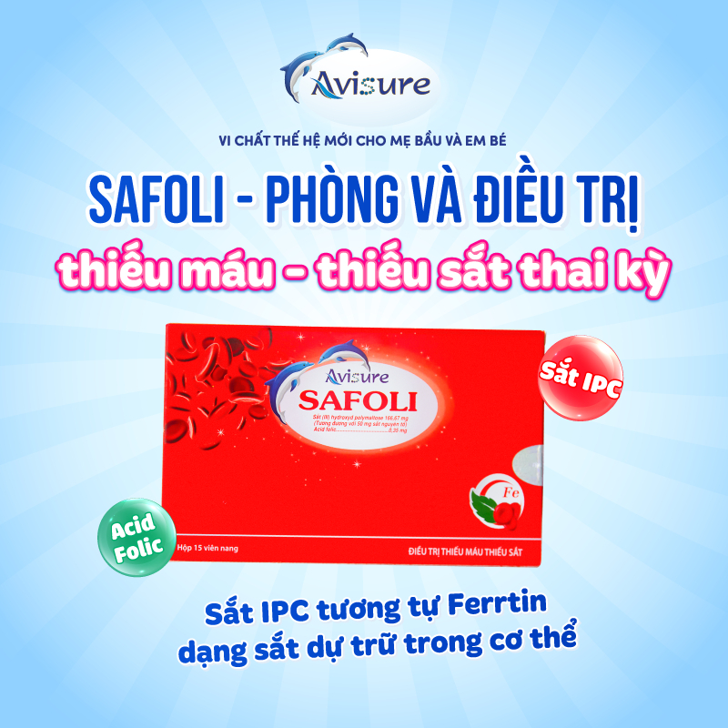Combo Sắt Hữu Cơ Cho Bà Bầu Avisure Safoli 30 viên Và DHA Tinh Khiết Avisure DHA 40 viên