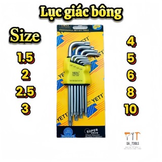 Bộ lục giác Yeti ngắn 9 cây đầu bông thép Cr-V chịu lực cao sử dụng sửa chữa đa năng