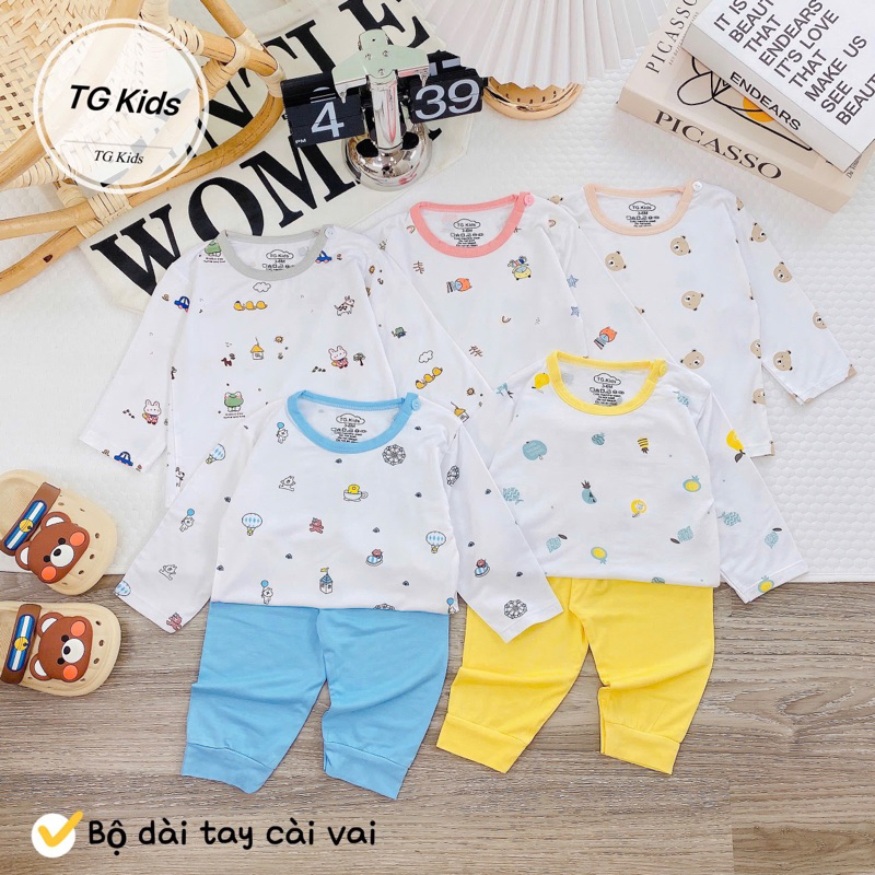 (MS21)Bộ peptit thun lạnh dài tay cúc vai siêu mát chống muỗi cho bé Minky Mom phối áo trắng quần màu