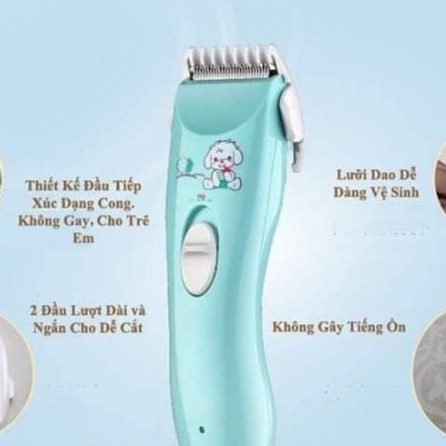 Tông đơ cắt tóc cho bé trẻ em cầm tay sạc điện TOIR 102 tiếng ồn thấp hình con cún đáng yêu