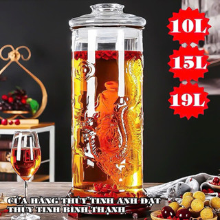 Bình Ngâm Rượu, bình thủy tinh Dày Trụ Rồng 10L, 15L, 19L, Keo Ngâm Thủy Tinh
