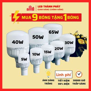 Bóng đèn led LINH PHI Siêu Sáng 65w 50w 40w 30w 20w 10w 5w tiết kiệm điện - BULB trụ ánh sáng trắng