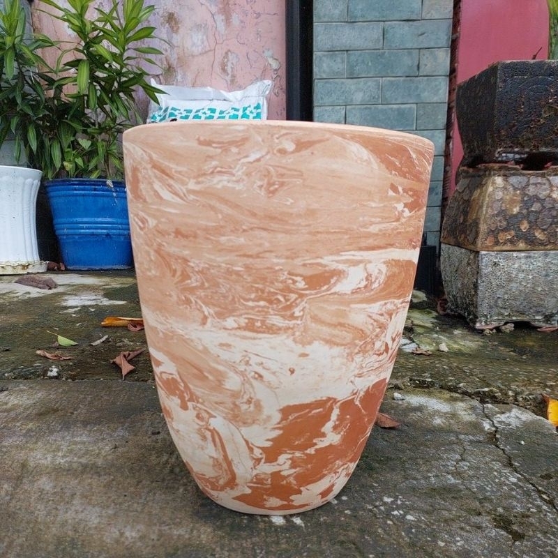 Chậu đất nung - chậu ống cao (loang giao ngẫu nhiên) kích thước trên ảnh
