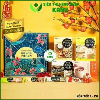 [Hộp quà siêu to] Set 4 hộp ngũ cốc & trà dinh dưỡng Damtuh Hàn Quốc biếu tết sang trọng